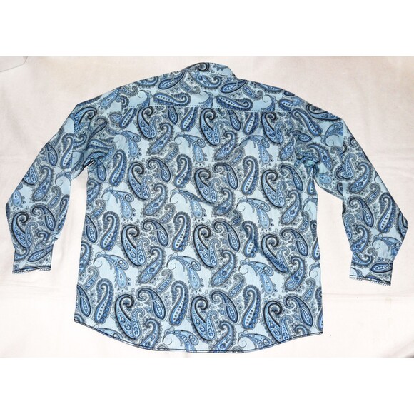 Bugatchi Uomo Men's Long Sleeve‎ Button Front Flip Cuff Paisley Shirt Size 2XL - Picture 6 of 10